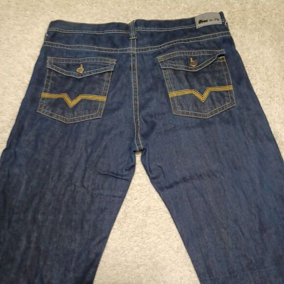 Rare VTG Mecca Denim Jeans Mens 46 x 32 Wide Leg Y2K Baggy Hip Hop Embroidered - Picture 7 of 9